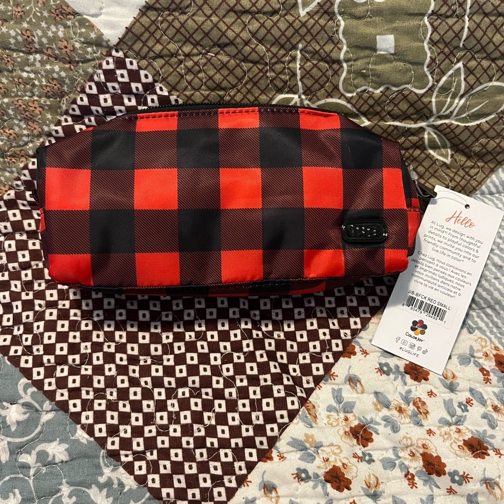 NWT Lug Jib Red and Black Buffalo plaid Pouch